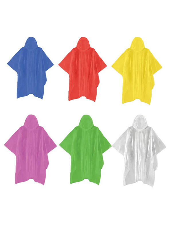 Colored Emergency Rain Ponchos