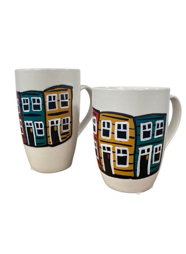 Hand Painted Row Houses Mug
