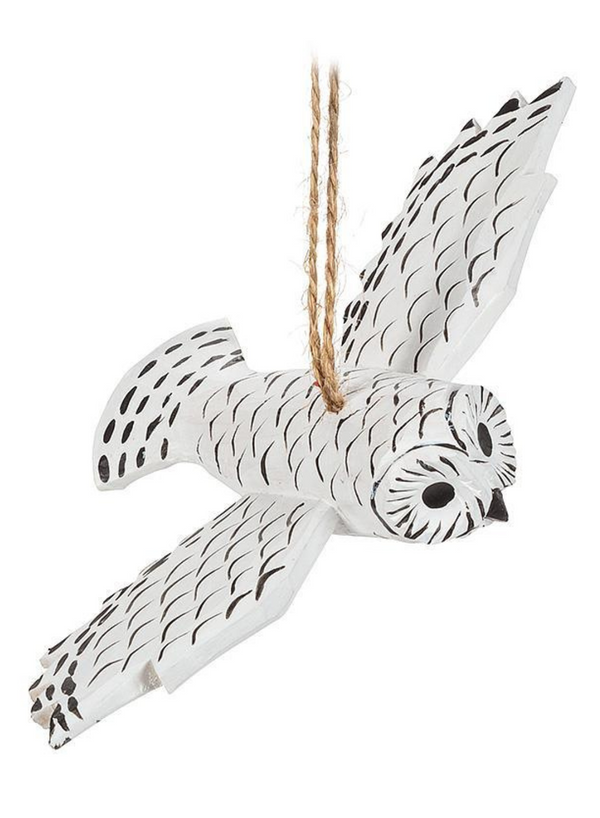 Flying Snowy Owl Ornament
