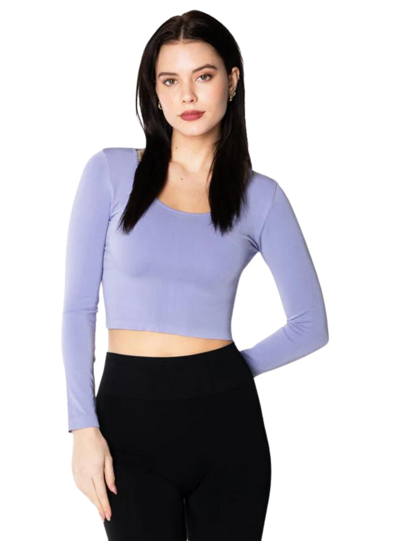 Bamboo Long Sleeve Crop Scoop Neck Top
