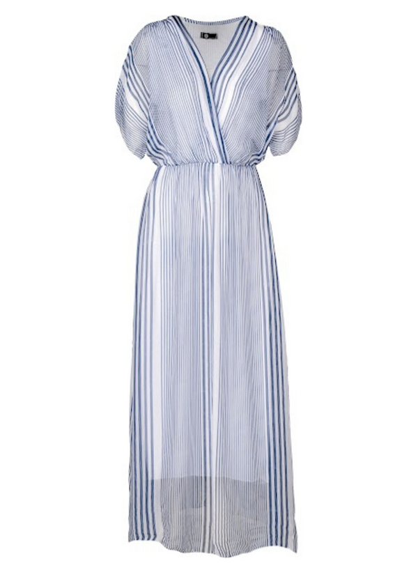 Long Silk Stripe Maxi Dress