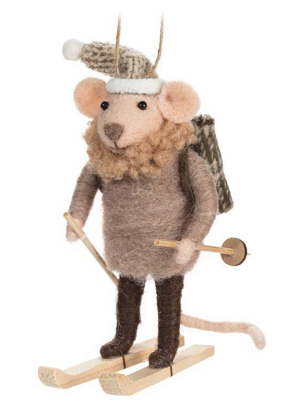 Cross Country Skier Mouse Ornament