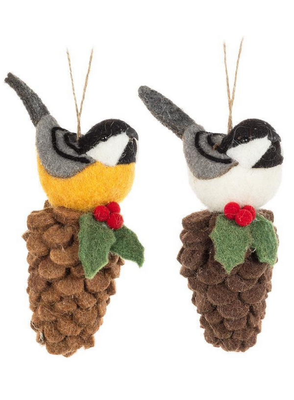 Bird on Pinecone Ornament