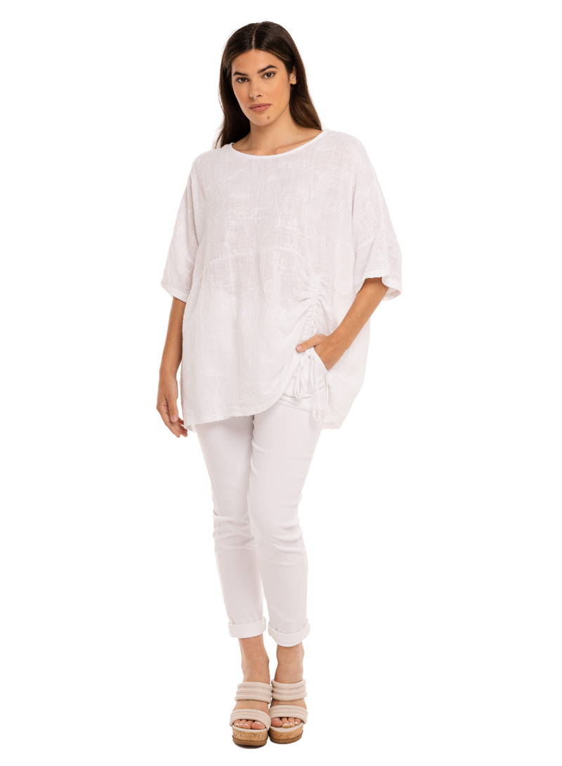 Flowers & Ruched Detail T-shirt