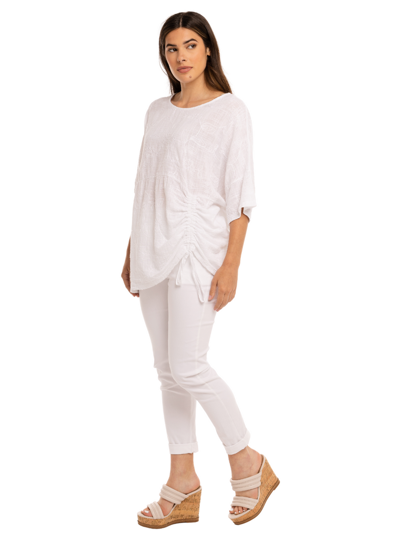 Flowers & Ruched Detail T-shirt