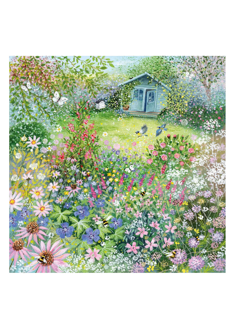 Garden with Bees and Butterflies Card