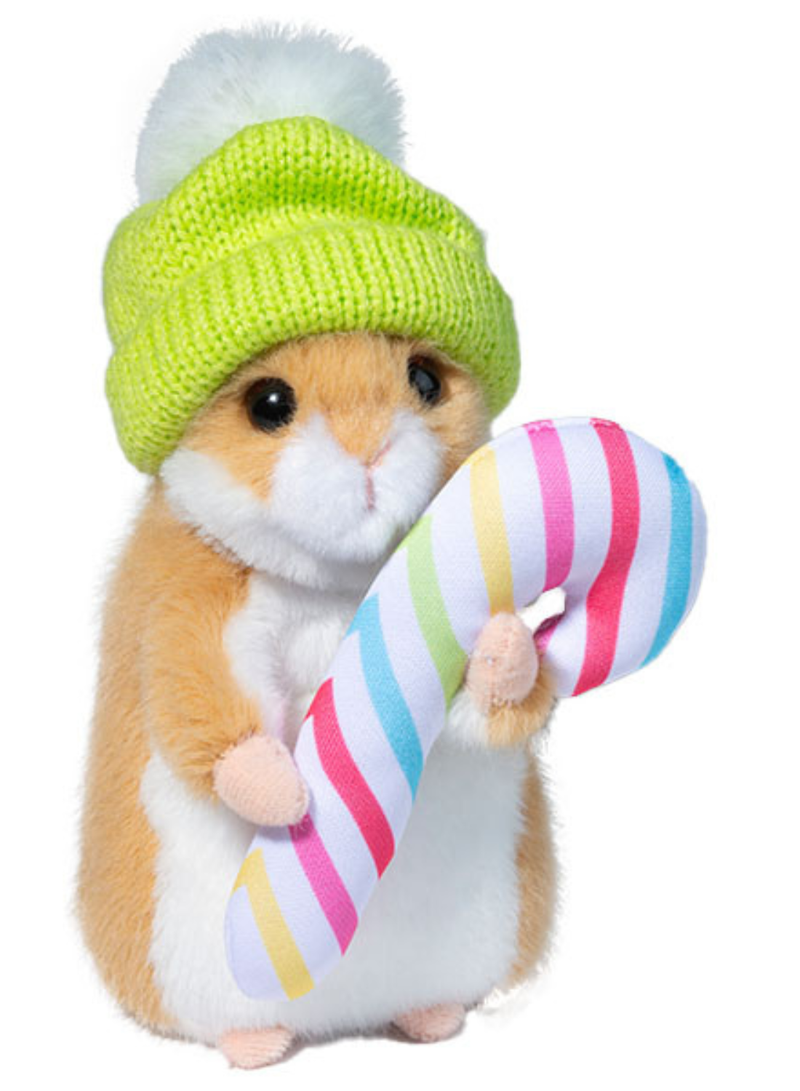 Hamster With Winter Hat And Candycane