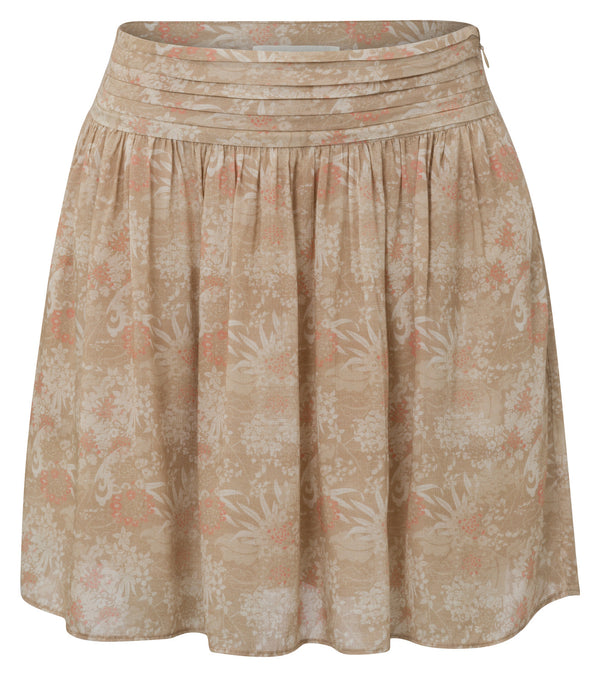 Printed Mini Skirt with Fancy Waistband