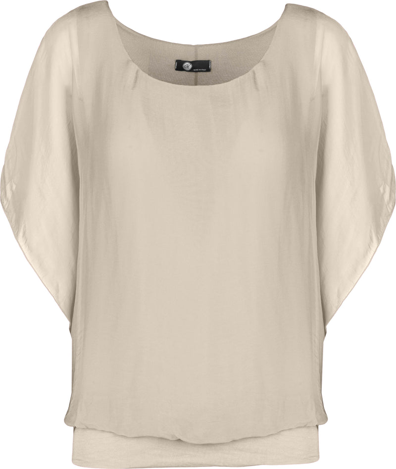 Silky 1/2 Sleeve Top with Elastic Waist