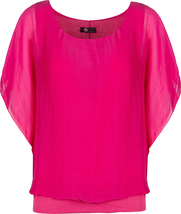 Silky 1/2 Sleeve Top with Elastic Waist