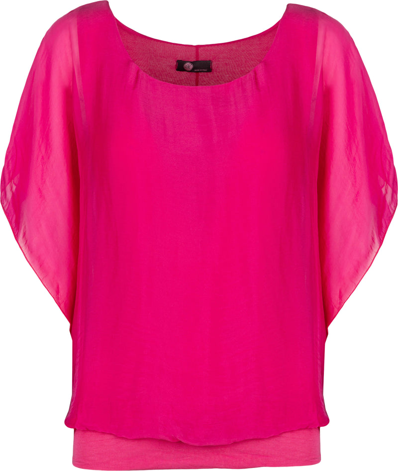 Silky 1/2 Sleeve Top with Elastic Waist