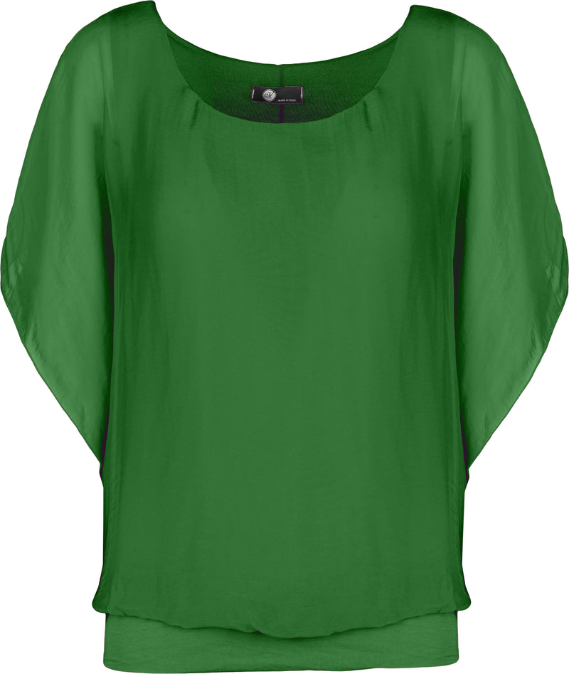 Silky 1/2 Sleeve Top with Elastic Waist