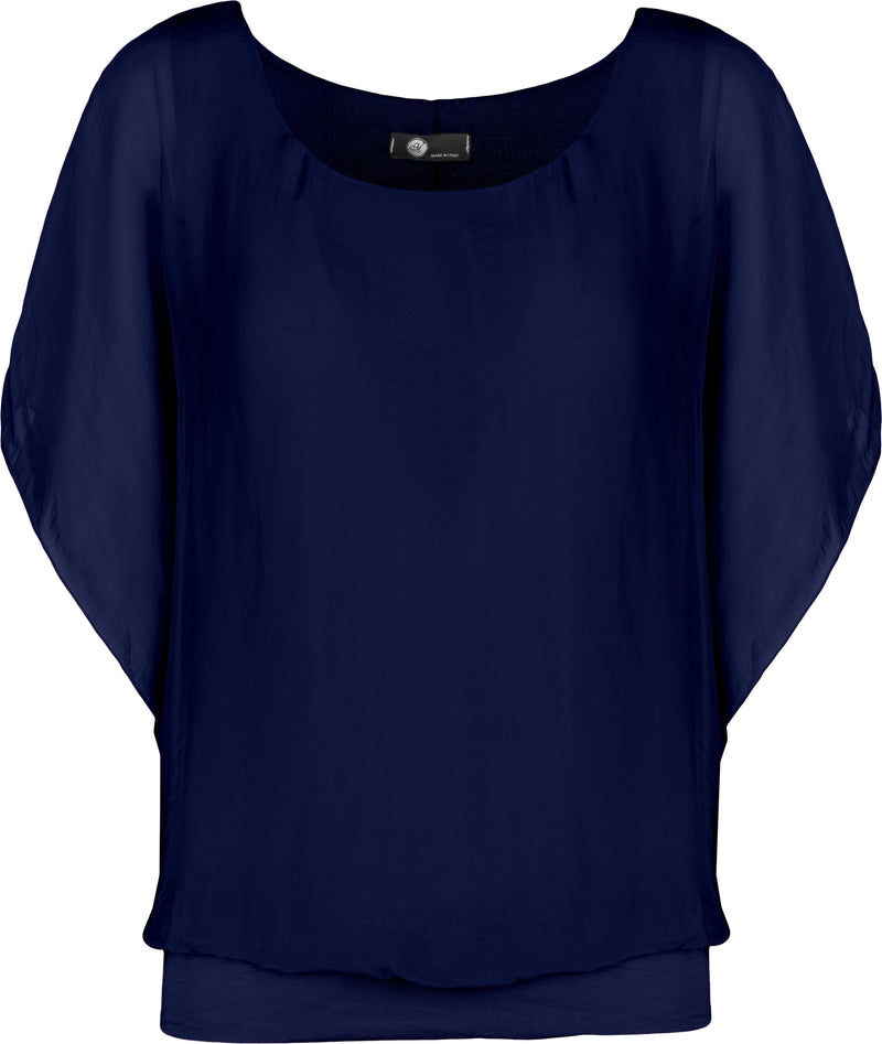 Silky 1/2 Sleeve Top with Elastic Waist