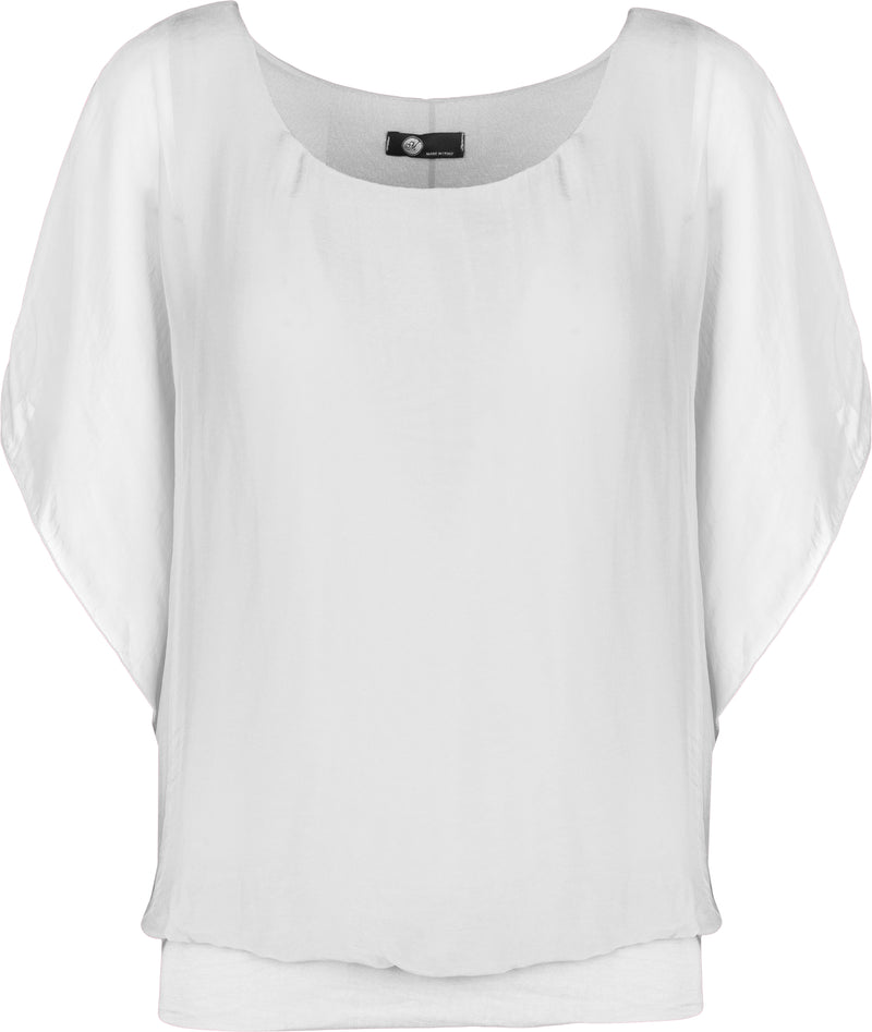 Silky 1/2 Sleeve Top with Elastic Waist