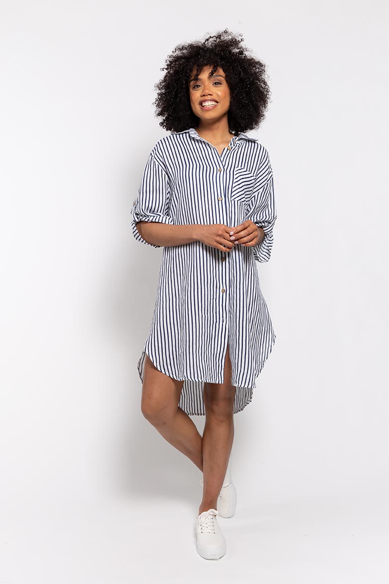 Linen Striped Shirt Dress