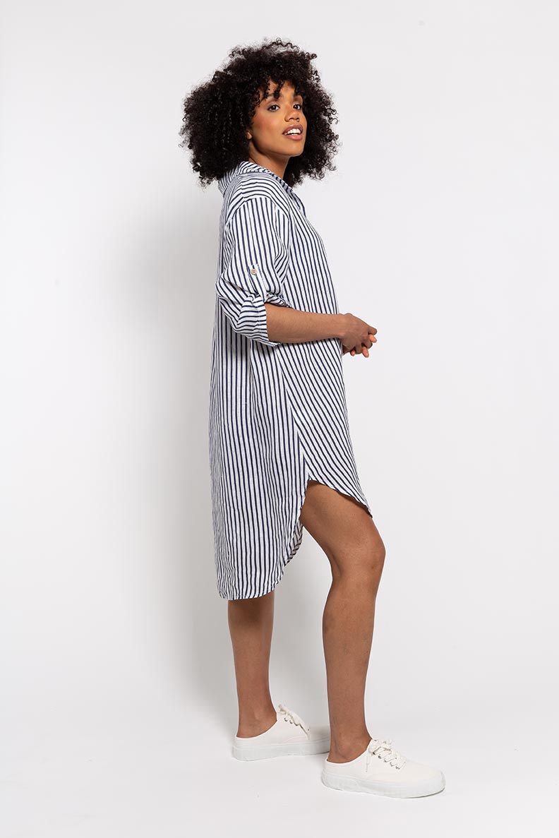 Linen Striped Shirt Dress