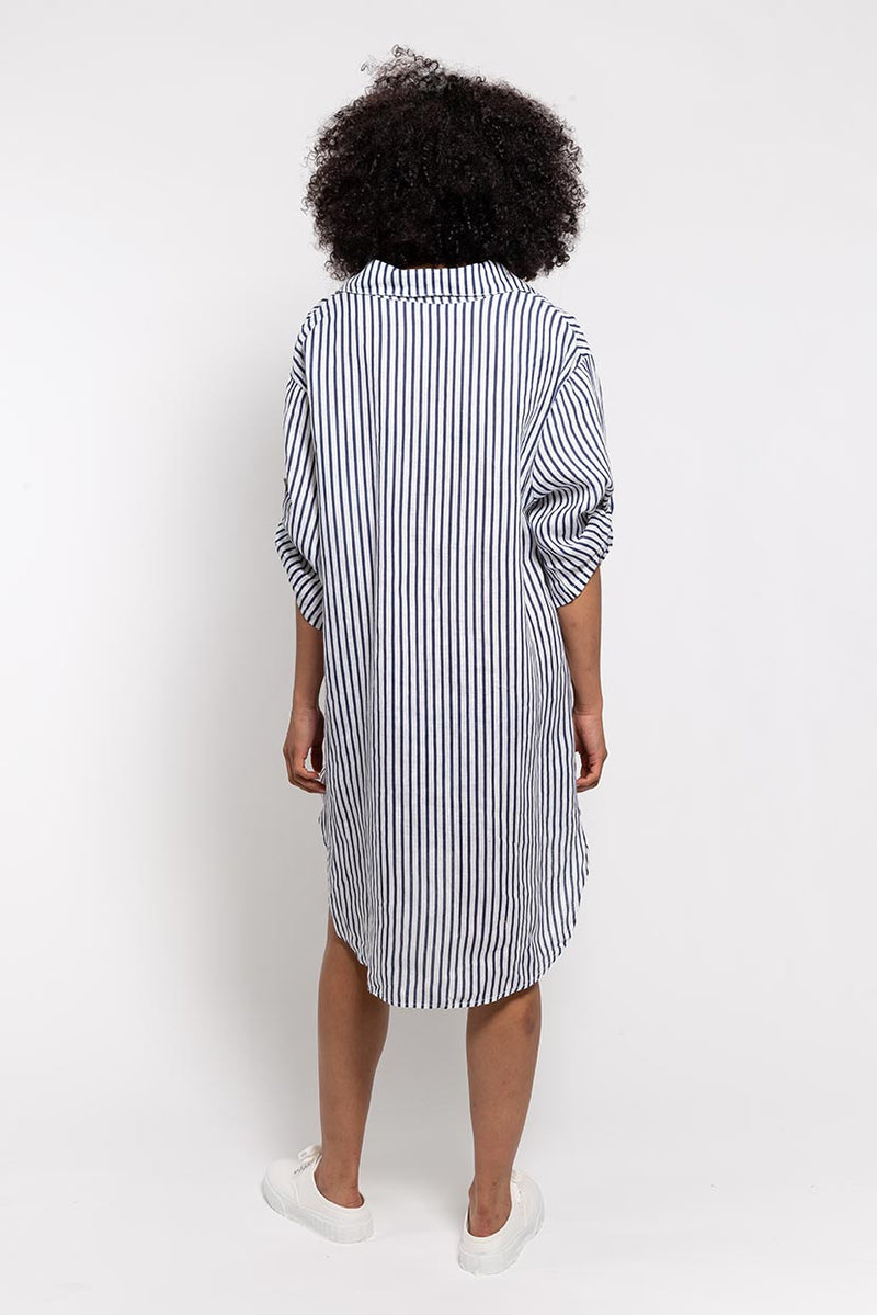 Linen Striped Shirt Dress