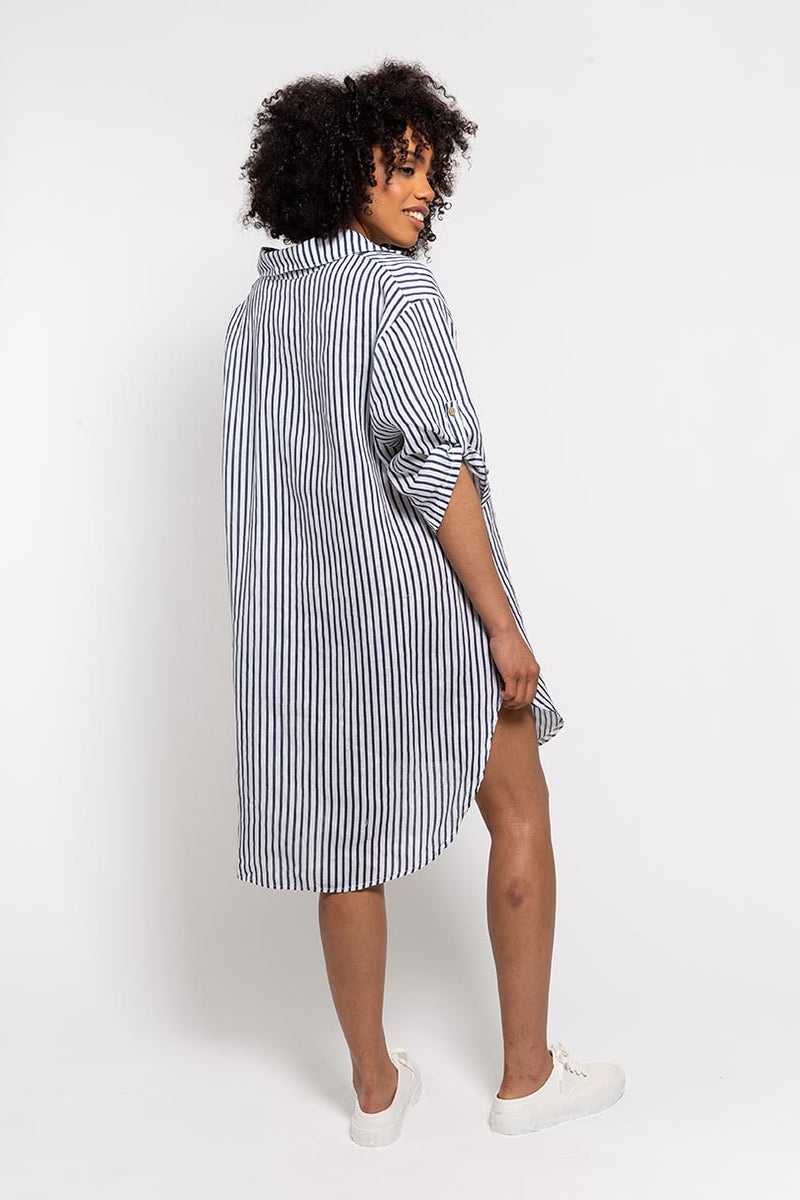 Linen Striped Shirt Dress