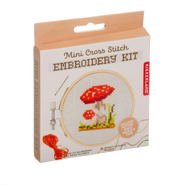 Mini Cross Stitch Embroidery Kit - Mushroom