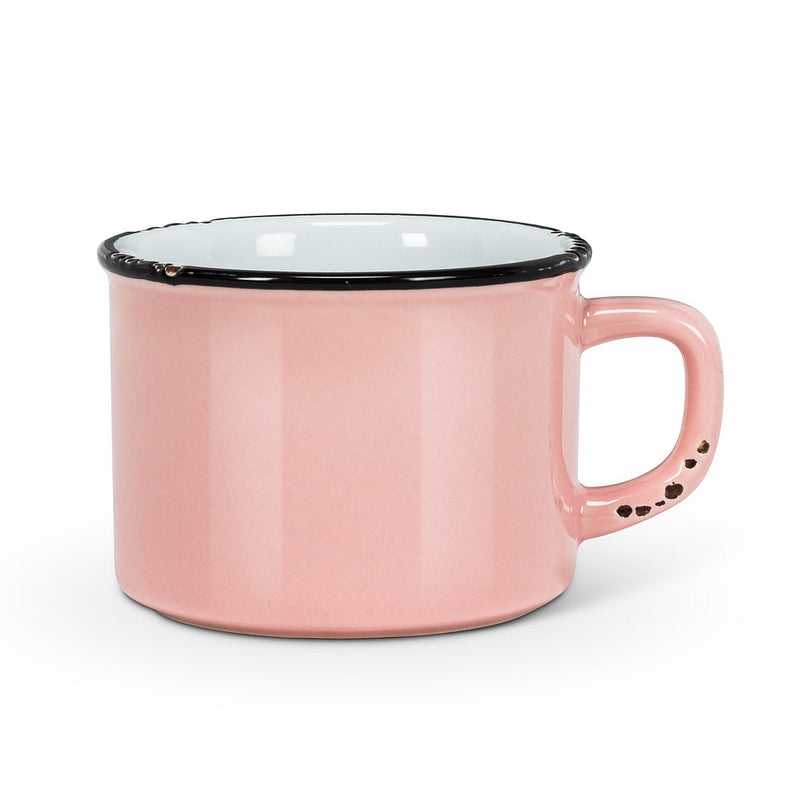 Enamel Look Cappuccino Mug - Pink