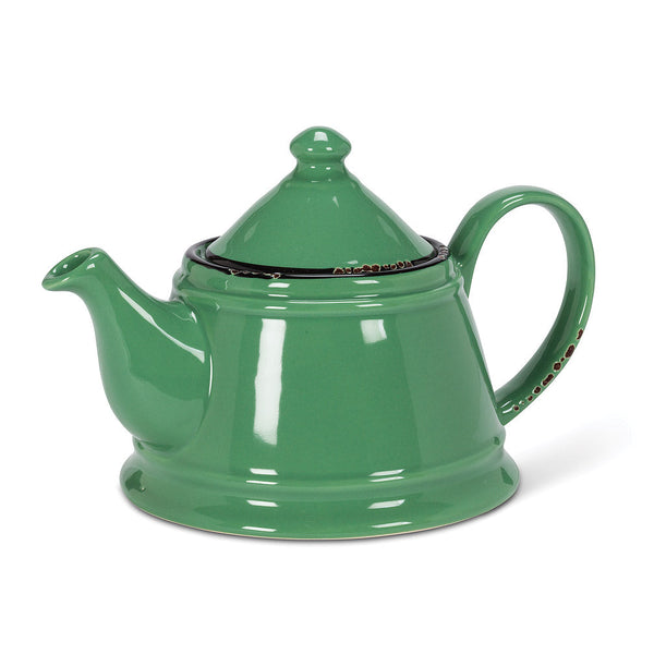 Enamel Look Teapot - FOREST GREEN