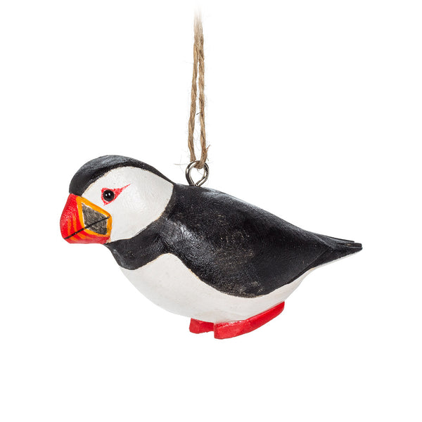 Carved Puffin Ornament