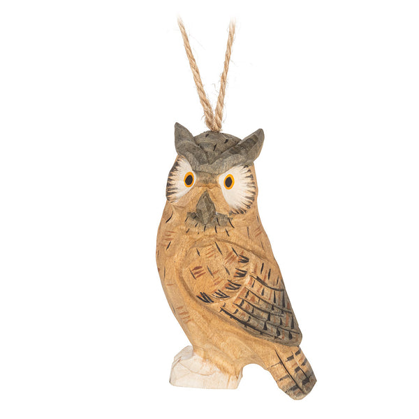 Carved Sitting Owl Ornament