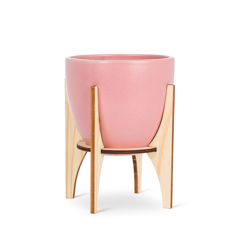 Large Pot with Wooden Stand