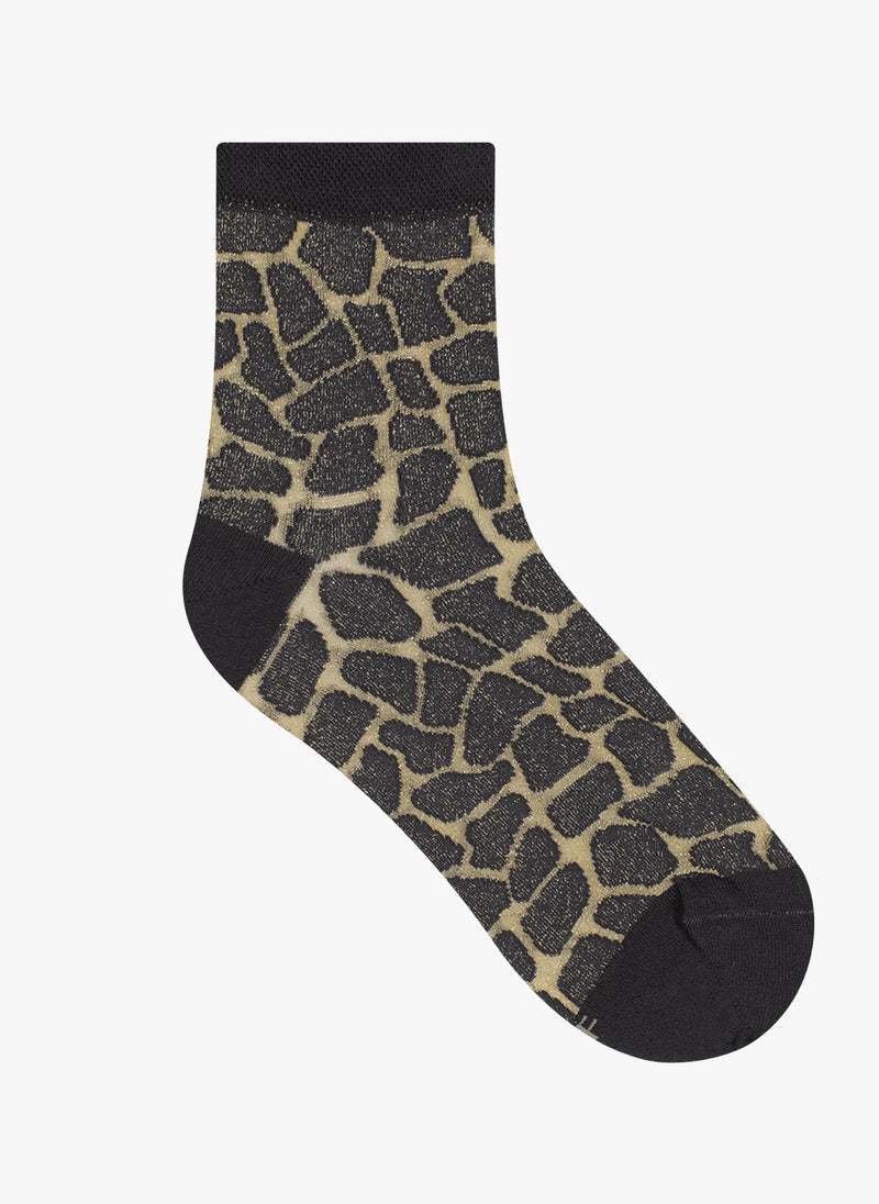 Gold Giraffe Motif Ankle Sock