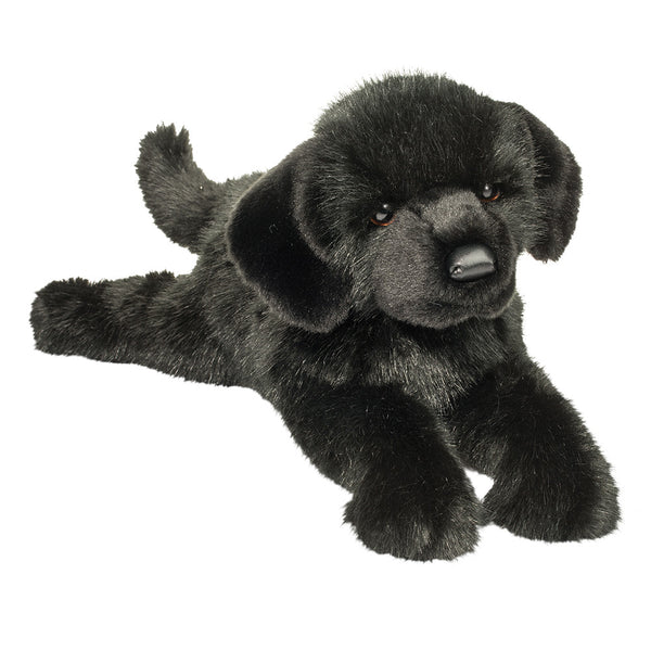 Jake Deluxe Black Lab plush toy with white background