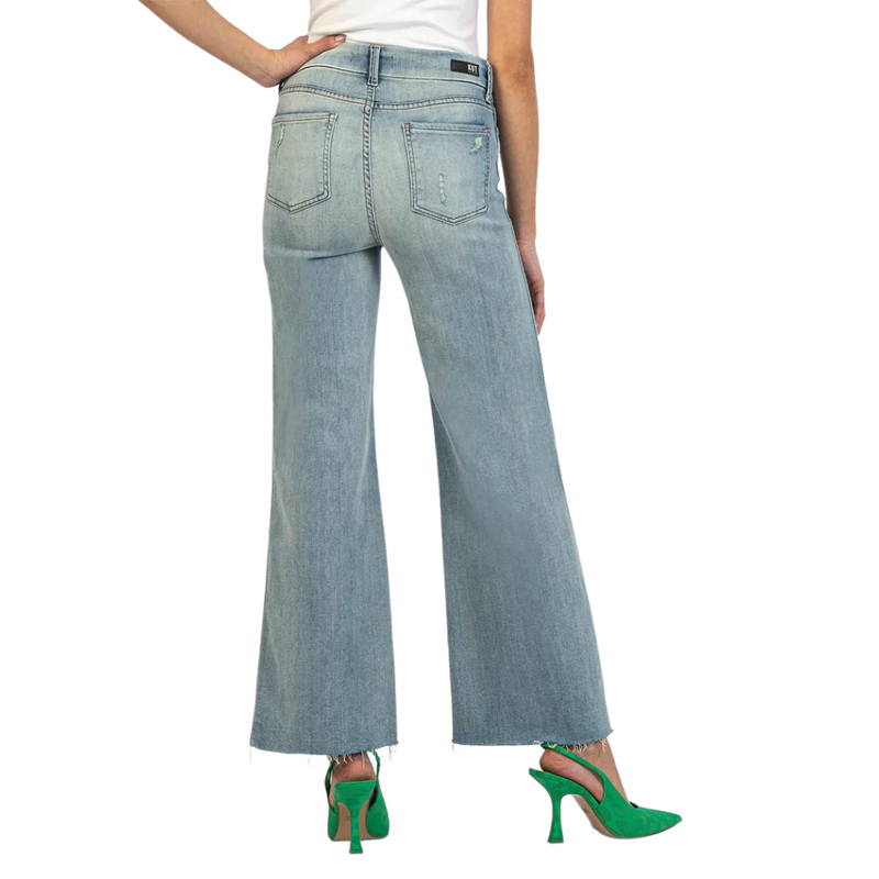 Meg High Rise Fab Ab Wide Leg Raw Hem Jean with Long Inseam