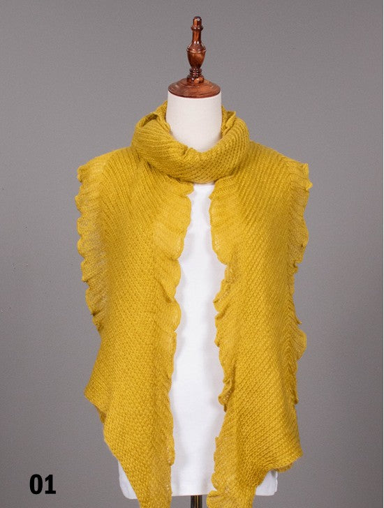 Kelp Like Knitted Ruffle Scarf