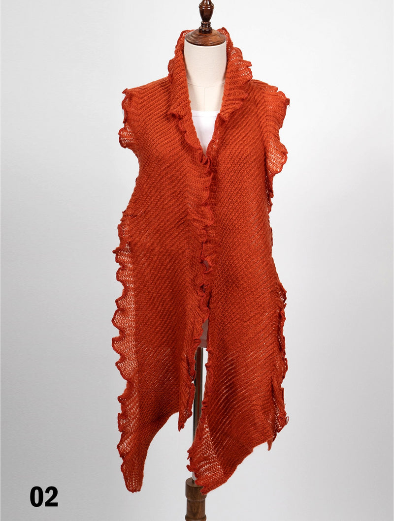 Kelp Like Knitted Ruffle Scarf