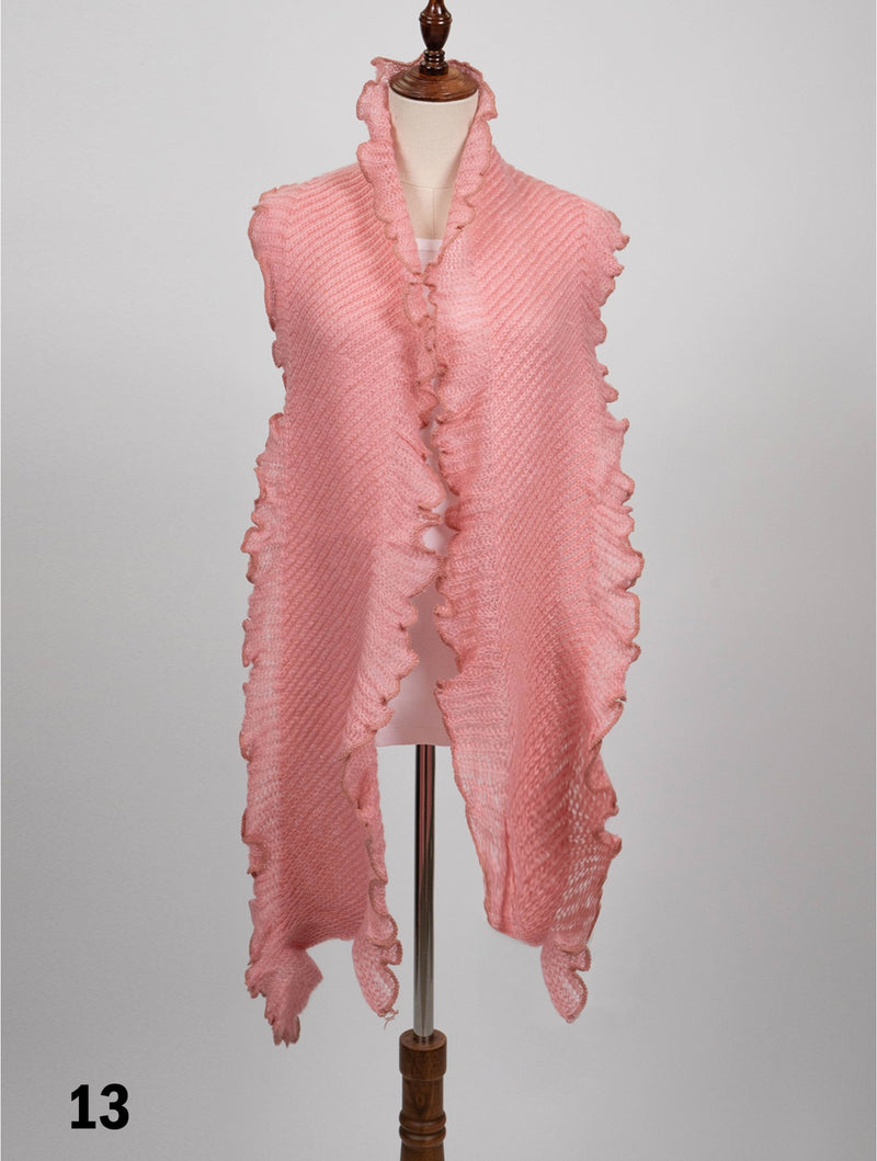 Kelp Like Knitted Ruffle Scarf