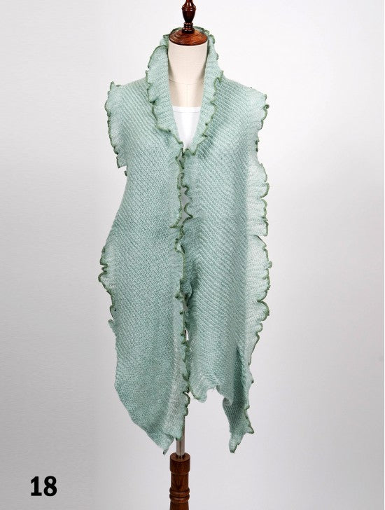 Kelp Like Knitted Ruffle Scarf