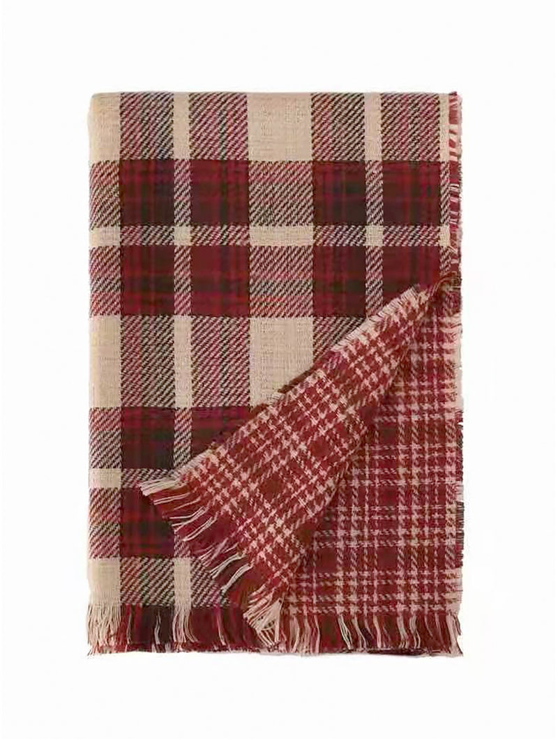 Rust Reversible Plaid Scarf