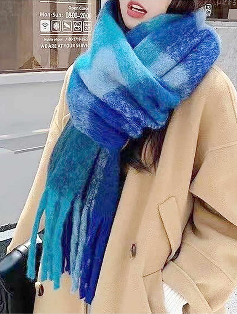 Thick Plaid Scarf w/ Fringe