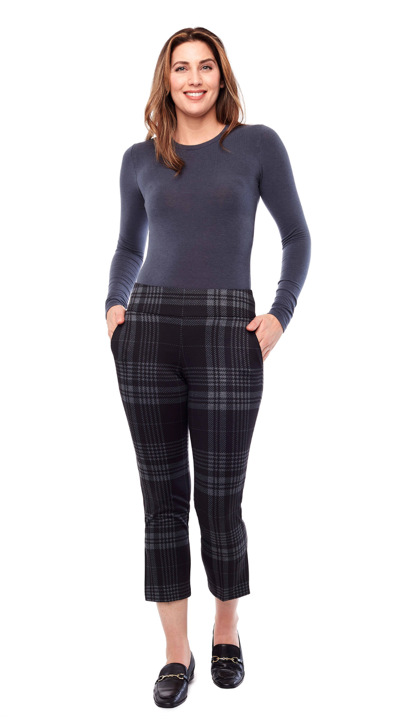 Ponte Plaid Slim Leg Crop  Pant