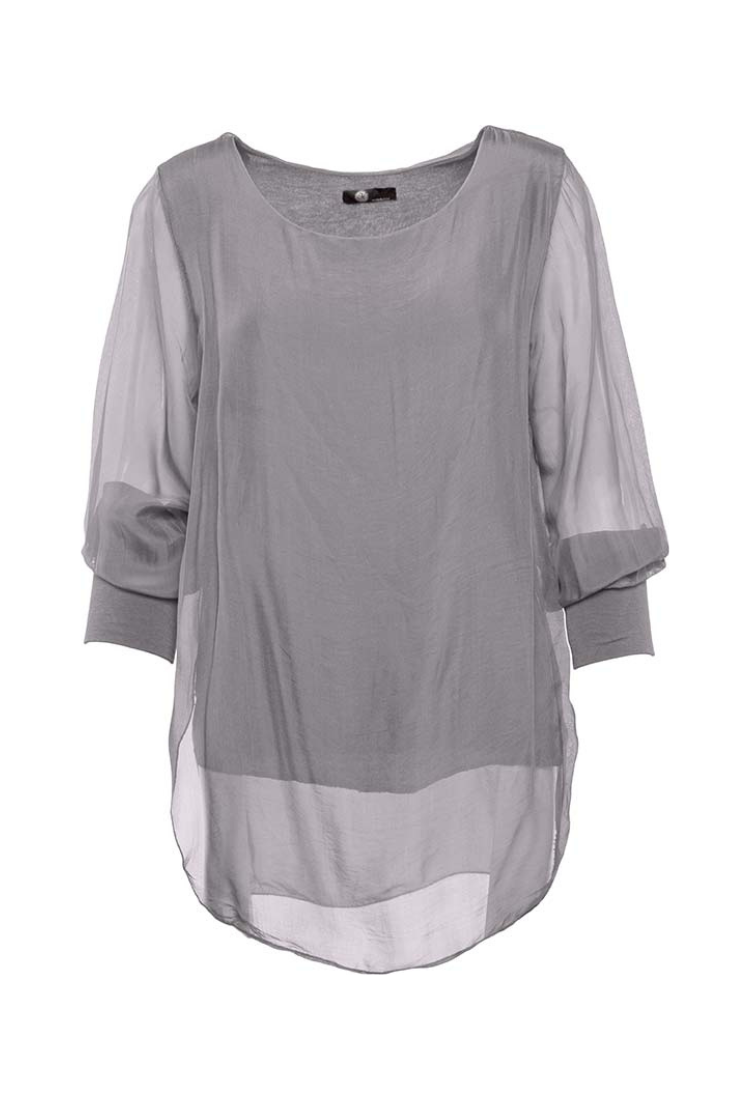 Silky Top with Jersey Lining & Cuff Sleeve