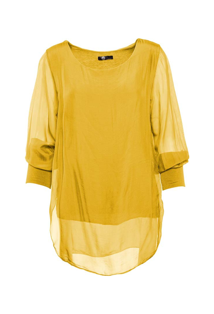 Silky Top with Jersey Lining & Cuff Sleeve
