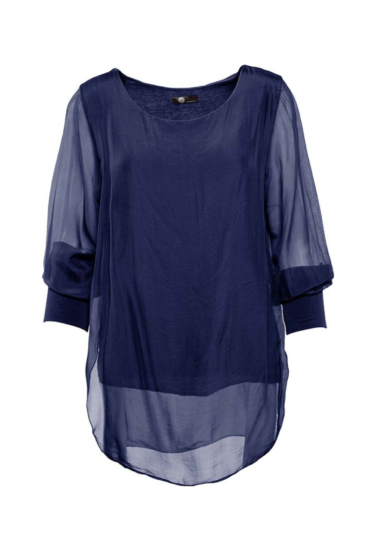 Silky Top with Jersey Lining & Cuff Sleeve