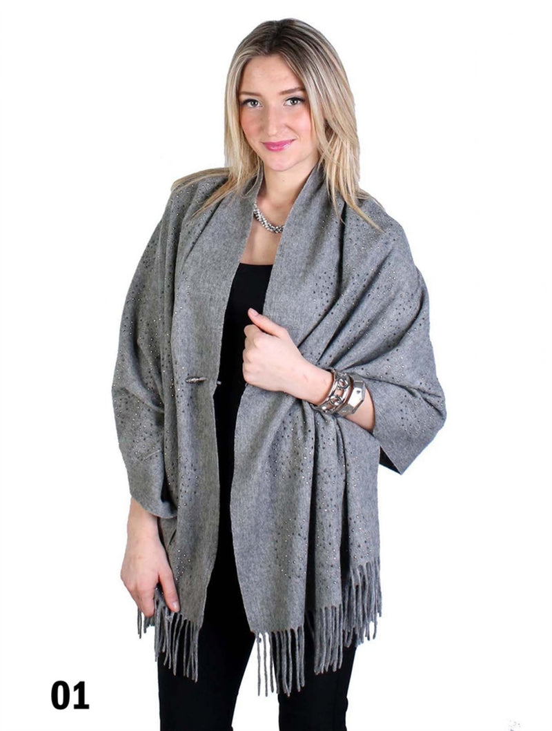 Wool Cape with Rhinestones