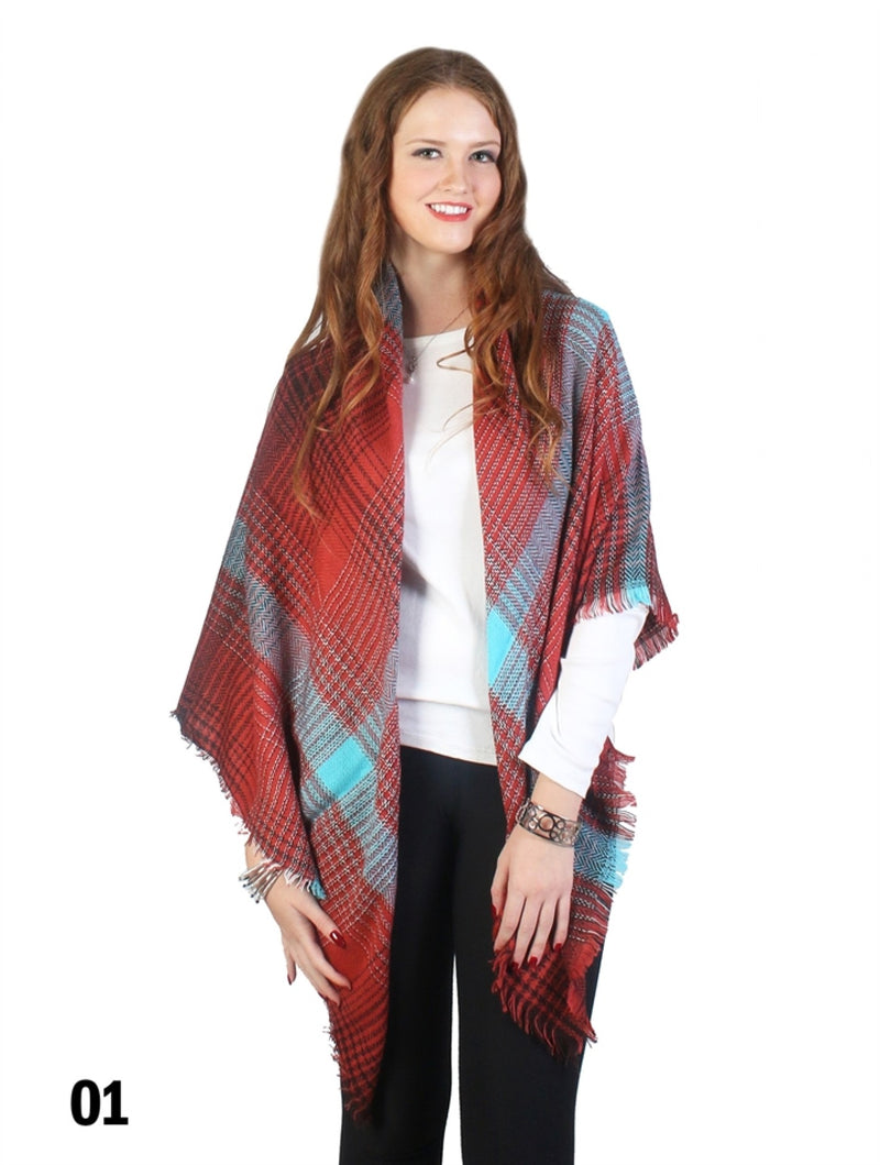 Rust Plaid Blanket Scarf