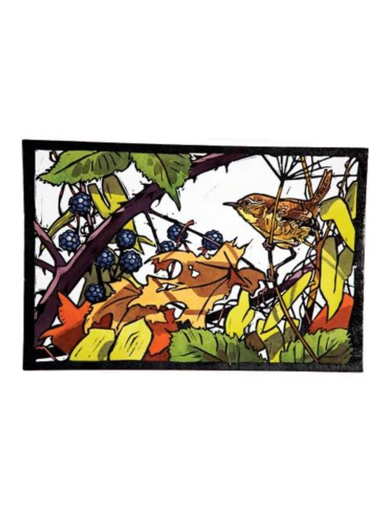 Wren In Blackberries Card