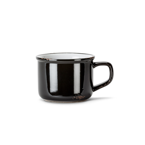 Enamel Look Cappuccino Mug - BLACK