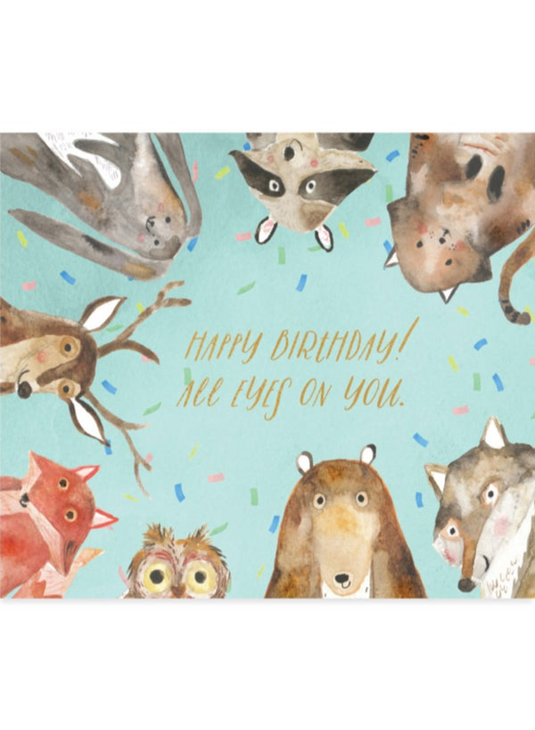 Happy Birthday! All Eyes On You Woodland Critters Greeting Card