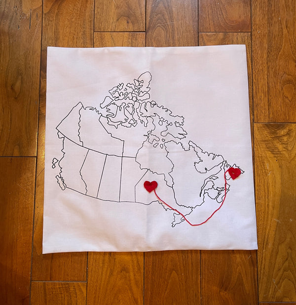 Canada Heart Map Pillow Cover