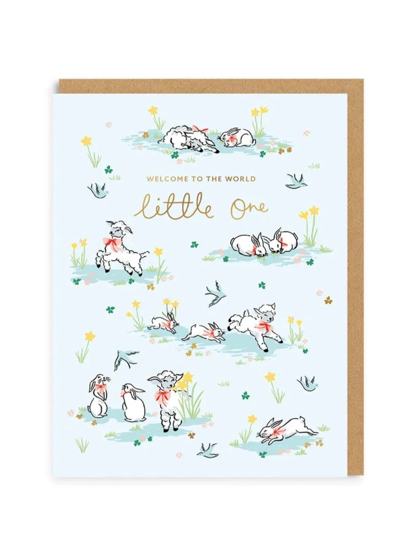 Hello Little One Lambs Card