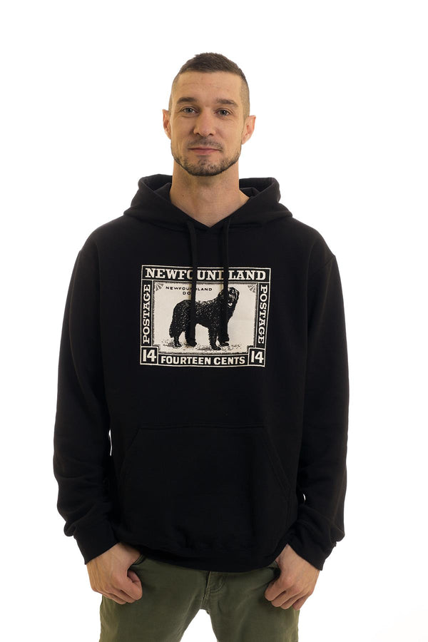 Men's Black Hoodie Dog Stamp| Newfoundland | Johnny Ruth