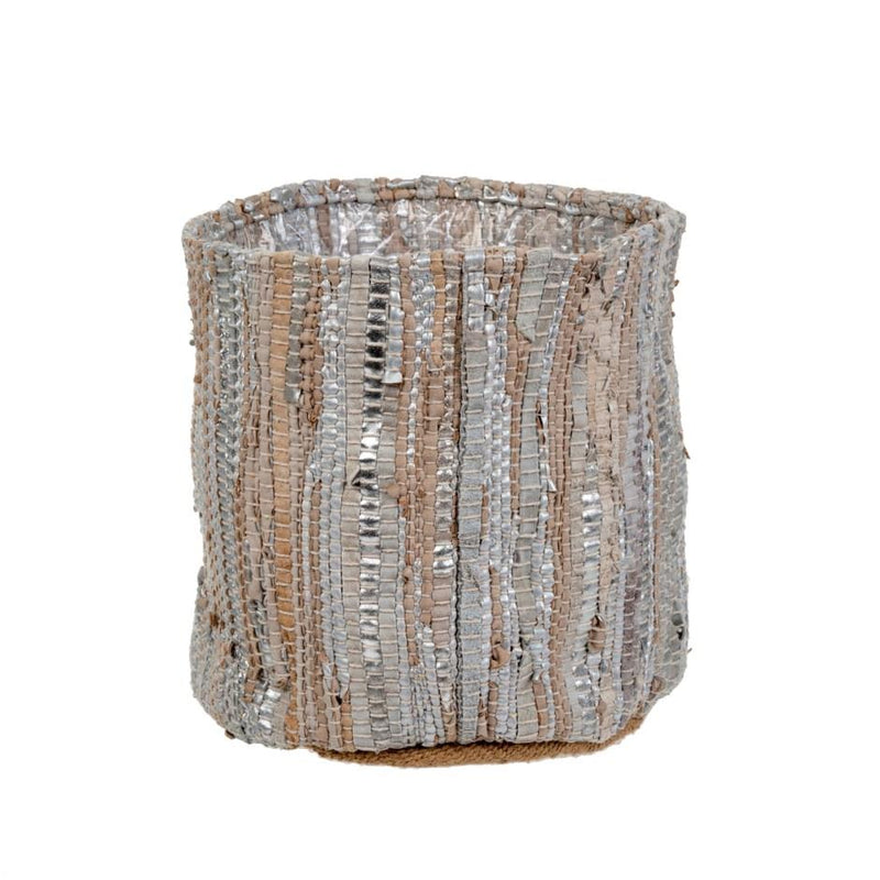 Leather Chindi Plantert, Silver
